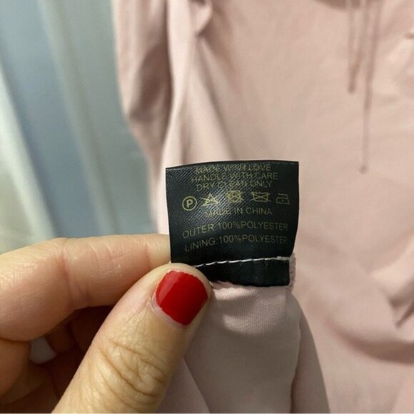 De La Vali Dress Size 8 Satin Blush Pink Long Sleeve Open Back Mini - Picture 8 of 12